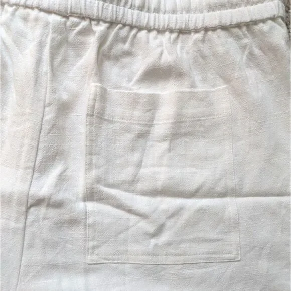 NWT Splendid White Textured Campside Shorts with Elastic Waist Sz L